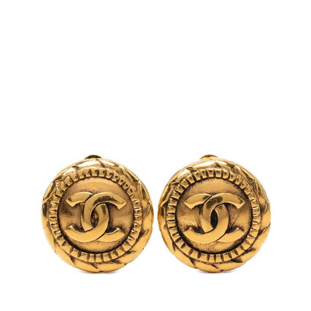 CHANEL Vintage Gold Logo Earrings
